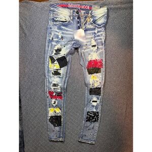 NWT Smugglers Moon Men's Patchwork Y2K  Jeans Mens Size 28x31 Brand New